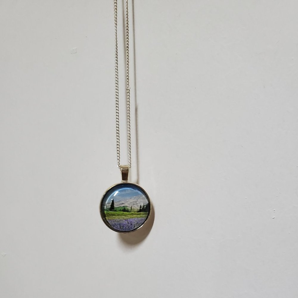 Handmade Mountain Meadow Glass Bezel Necklace - Picture 2 of 4